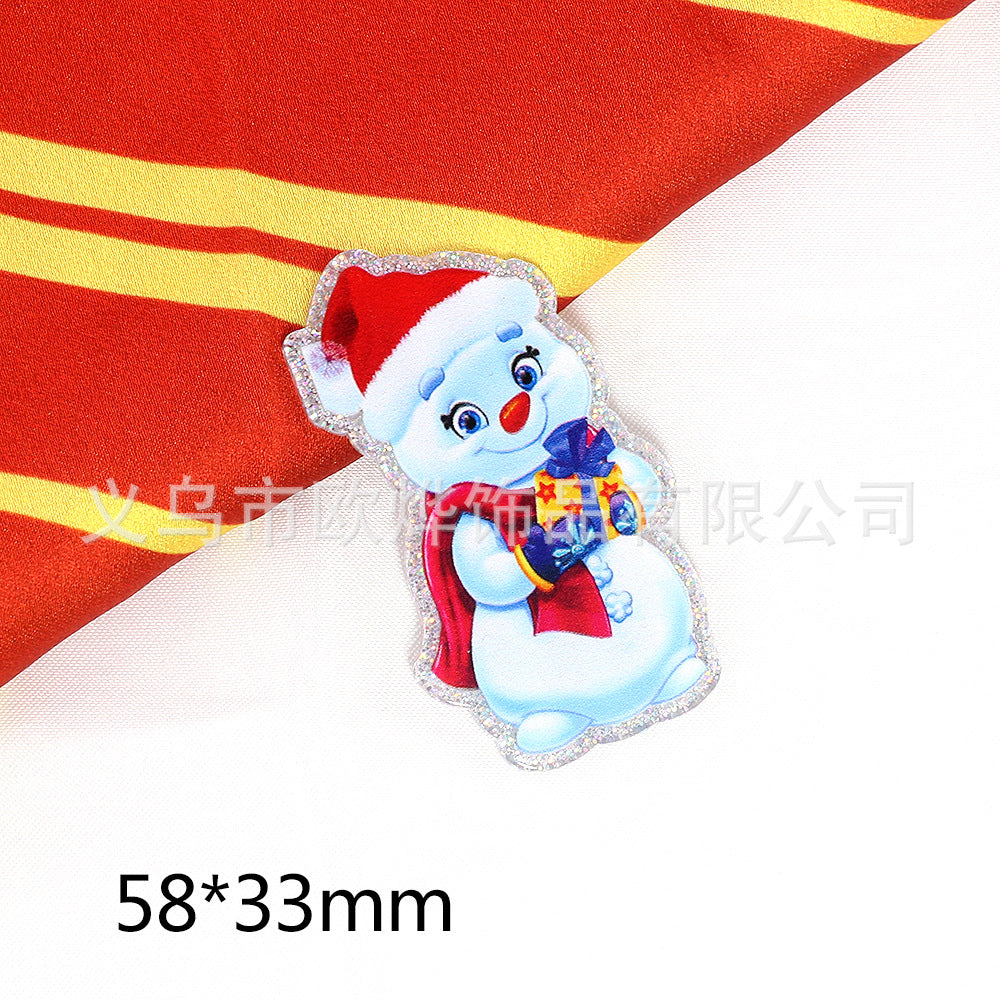 Wholesale 10pcs/pack Powder Cartoon Christmas Snowman Jewelry Acrylic Pin OLY Exclusive