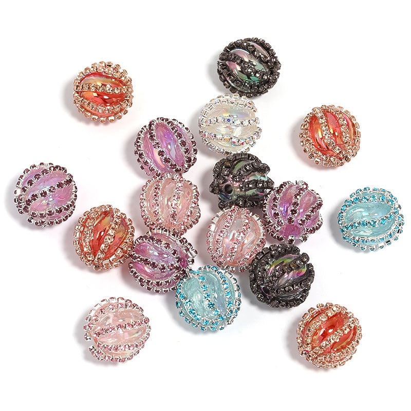 Wholesale 25pcs Rhinestone Pumpkin Beads Colorful Lantern Accessories Material Beads