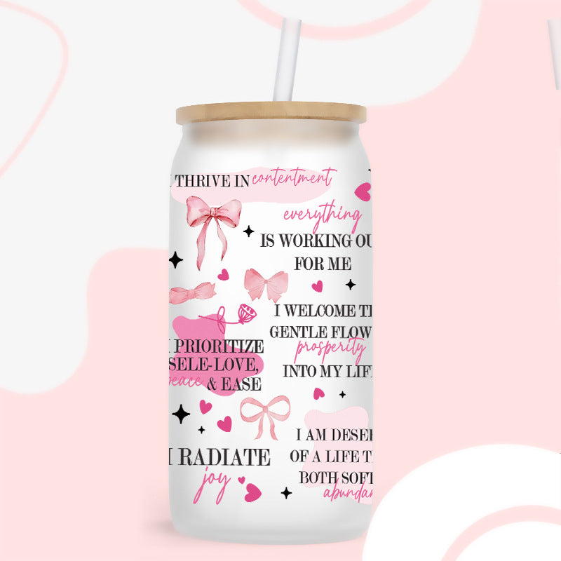 Wholesale Colorful English sentences 16oz Cup UV DTF Wraps