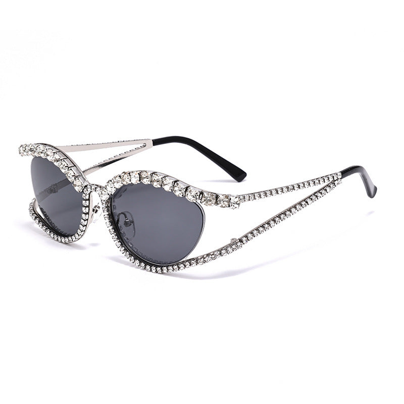 Wholesale Cat's Eye Diamond-studded Colored Diamond Sunscreen Sunglasses
