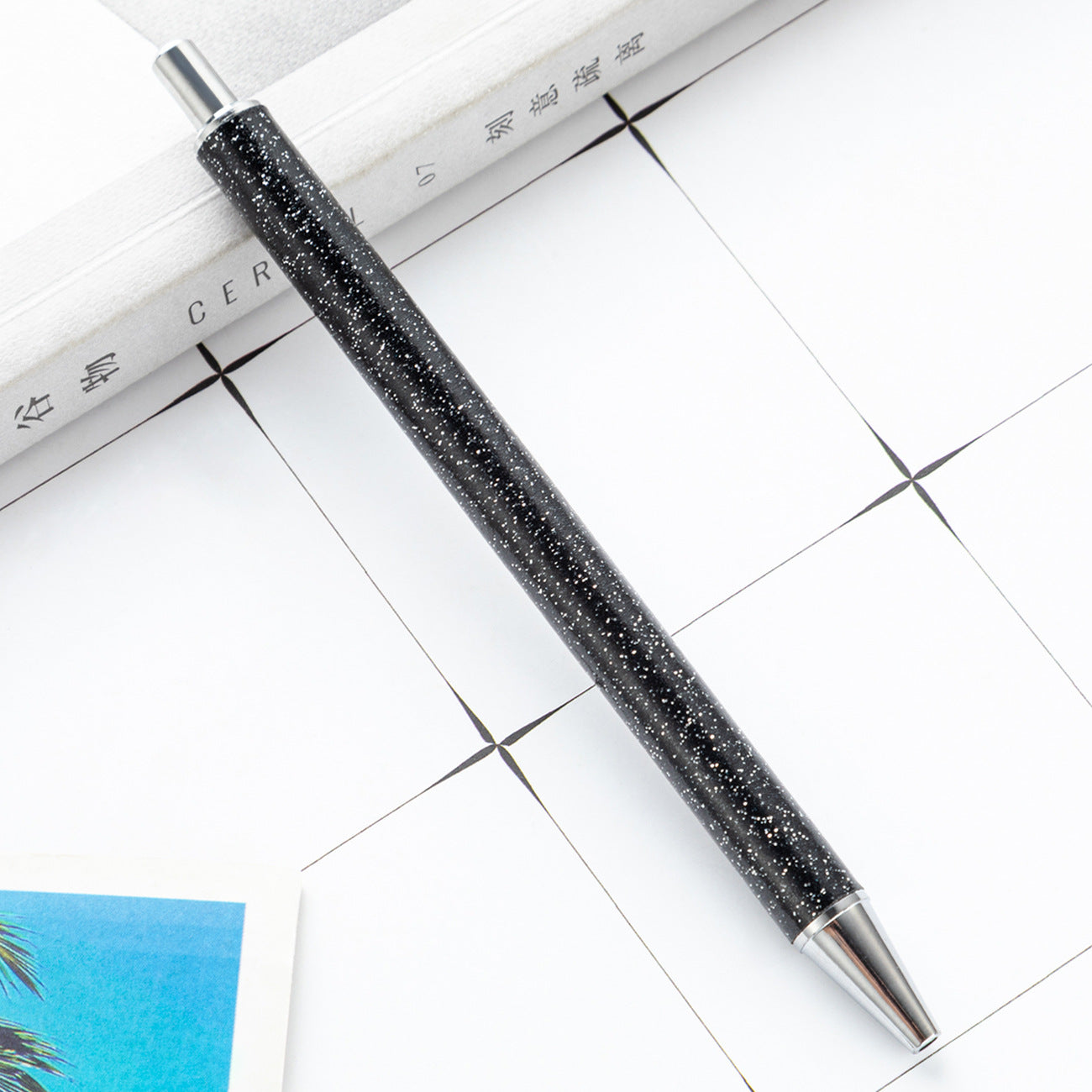 Wholesale Gold Powder Foreskin Pu Multi-color Metal Push Ballpoint Pen