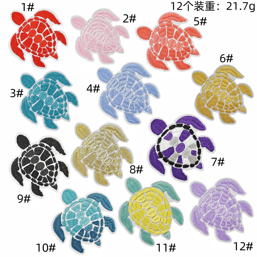 Wholesale Polyester Thread Embroidered Turtle Patch Colorful Cute Applique For Clothing Craft Supply