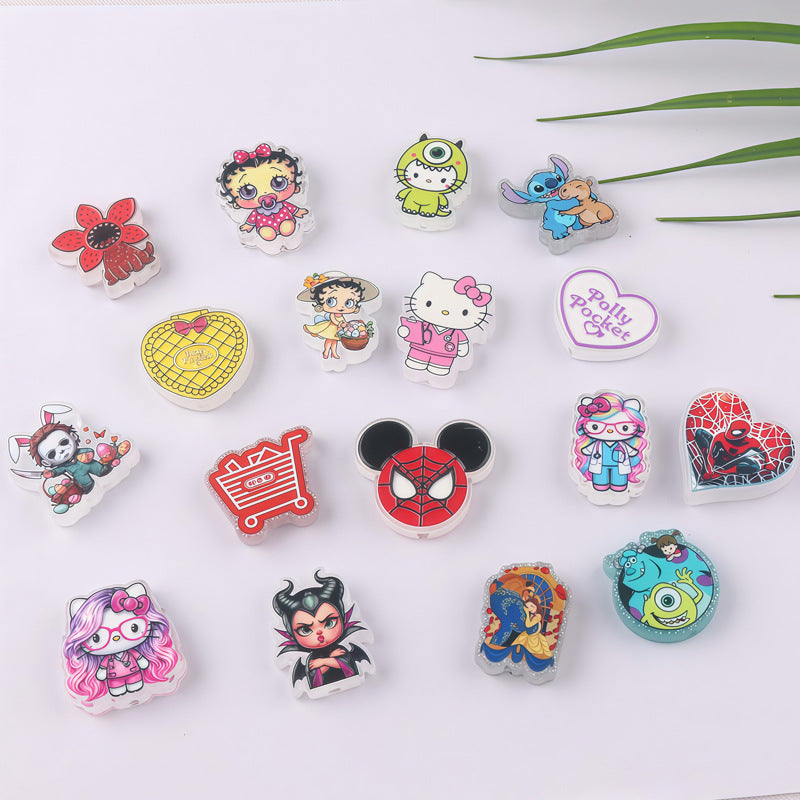 Wholesale 10pcs Cartoon print transparent acrylic beads OLY Exclusive