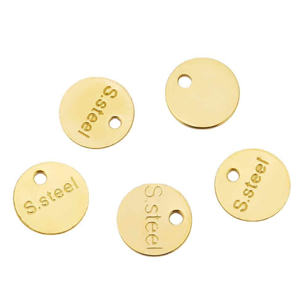 Wholesale 50PCS/PACK Stainless Steel DIY Bracelet Necklace Hang Tag 18k Vacuum Plated Tail Chain Lettering Disc