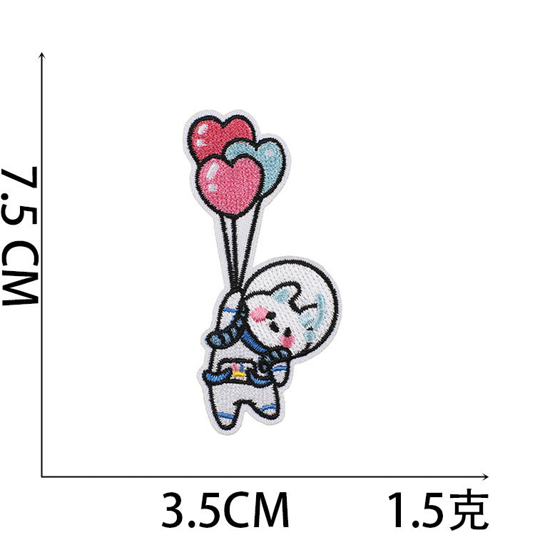 Wholesale Polyester Embroidered Astronaut Rabbit Patch For Clothing Space Bunny Decorative Applique Self Adhesive Gift Resale