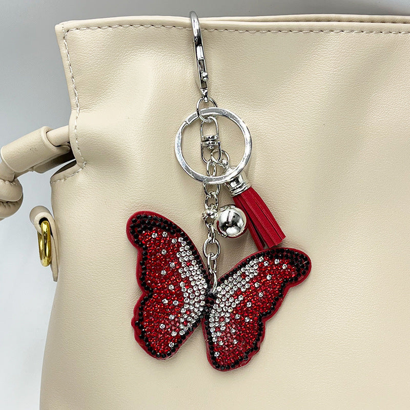 Wholesale Diamond-Studded Butterfly Keychain Fashion Tassel Bag Pendant
