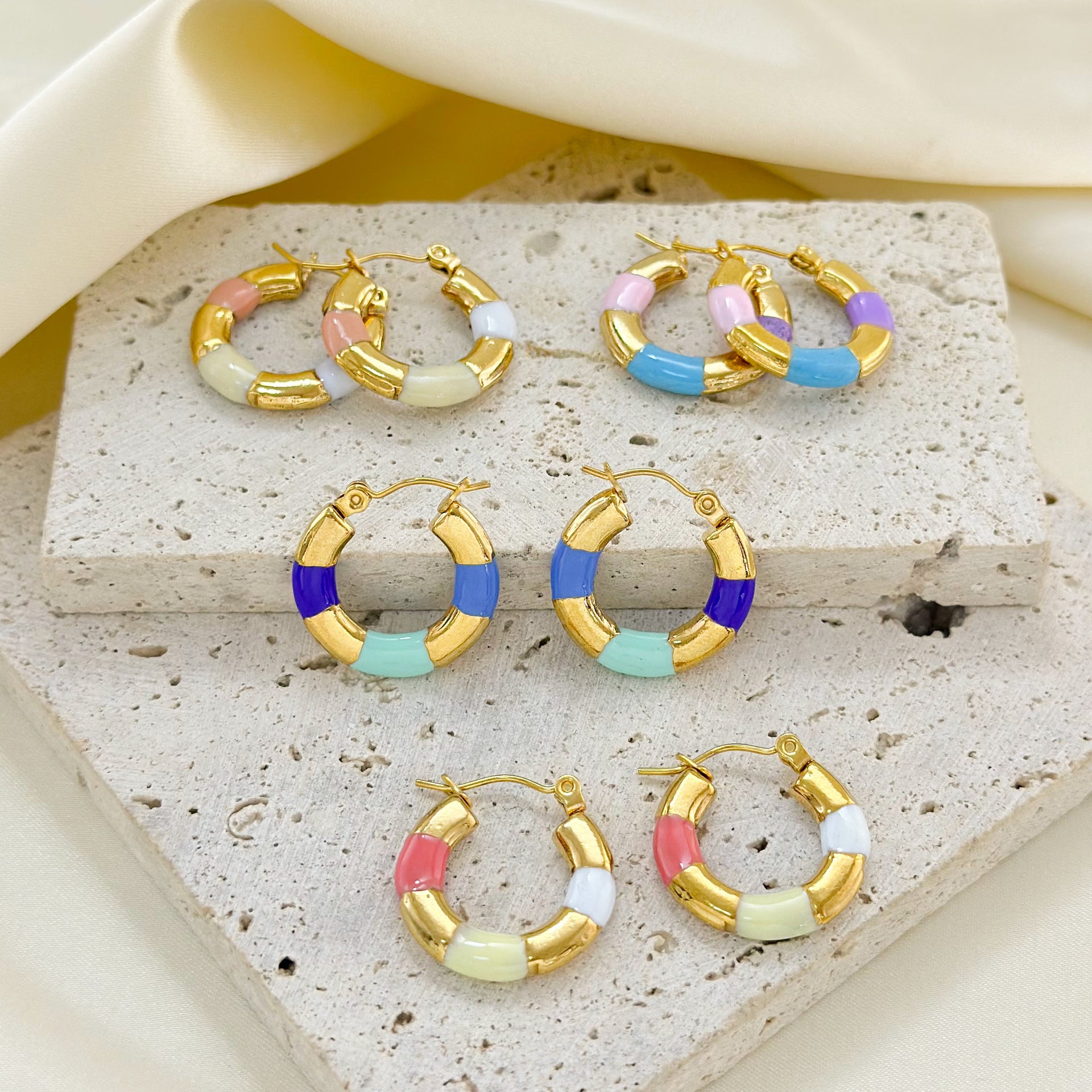 Wholesale titanium steel color earrings niche  dopamine earrings