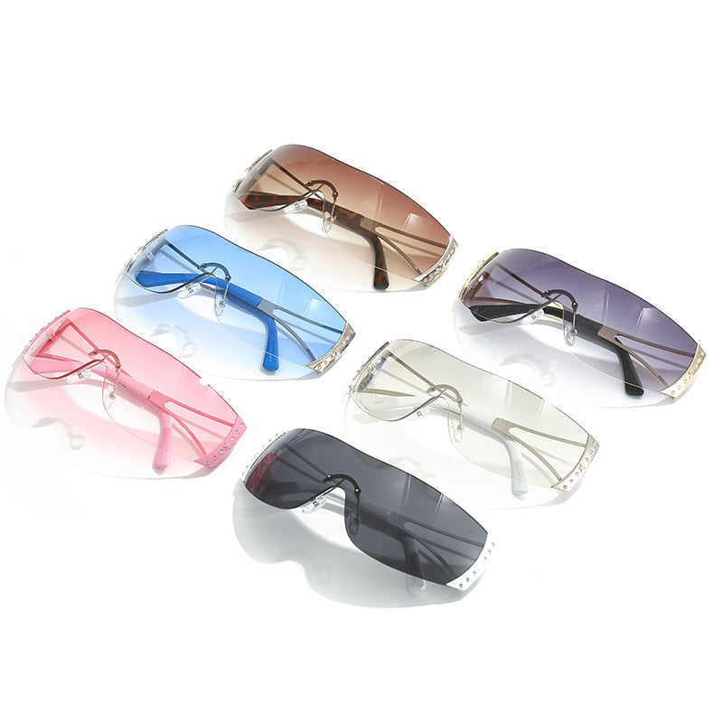 Wholesale Frameless One-piece PC Sunglasses