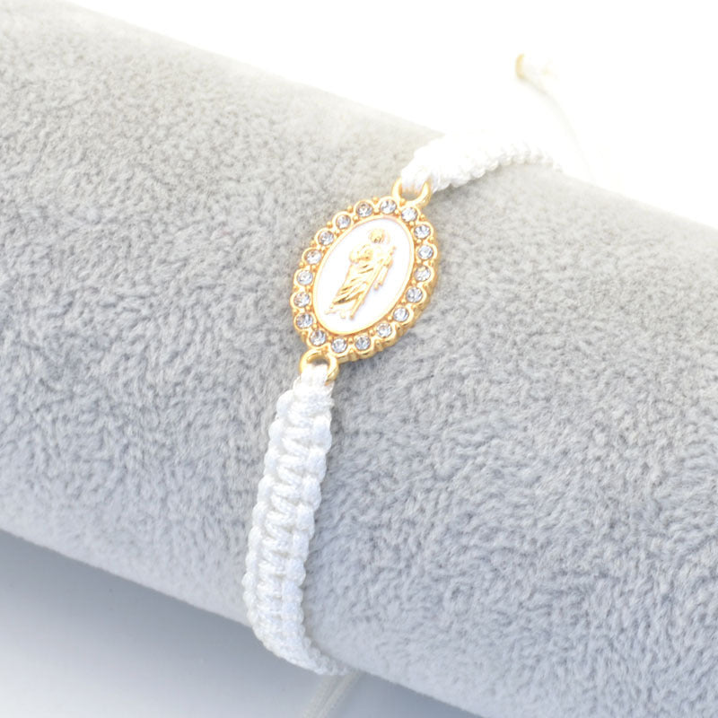 Wholesale Religion Diamond-encrusted Religious Our Lady Woven Bracelet