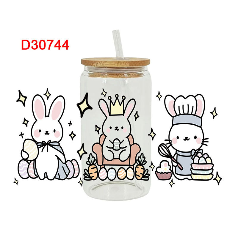 Wholesale Cute Easter Colorful Egg Rabbit 16oz Cup UV DTF Wraps