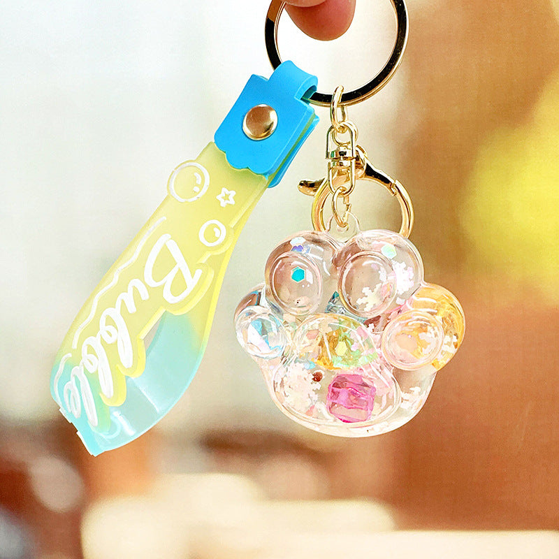 Wholesale Cartoon Colorful Quicksand Bottle Acrylic Liquid Keychain