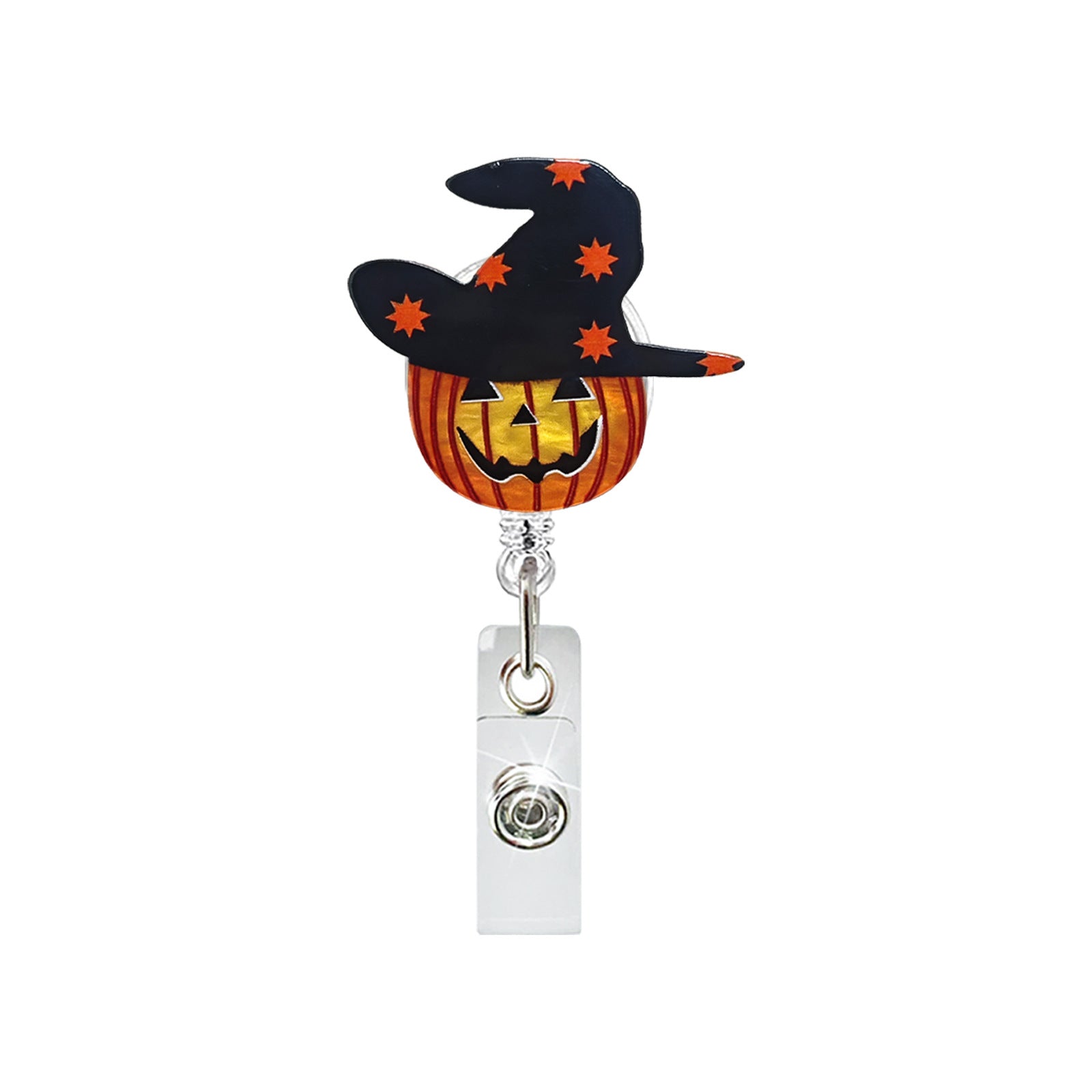 Wholesale  Acrylic Pumpkin Retractable Rotating Easy-Pull Id Easy-Pull Buckle  badge reels