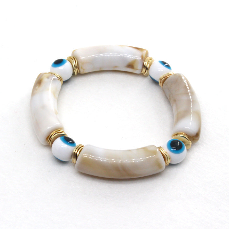 Cuentas de ojo del diablo al por mayor colorido pulsera de estiramiento del tubo de codo de resina