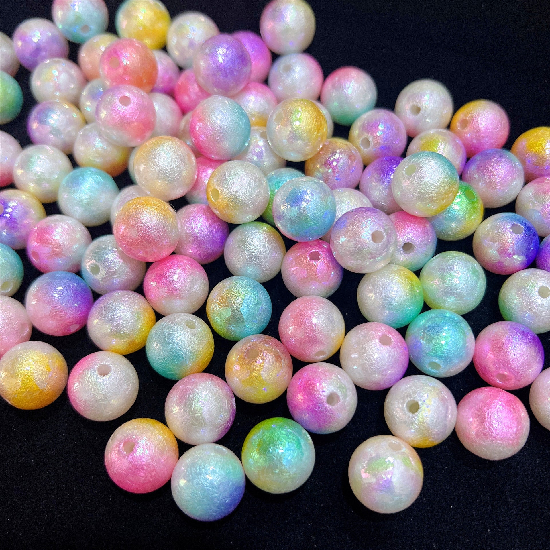 Wholesale 5pcs/pack 16mm Acrylic UV Plating Color Beads Solid Color Imitation Pearl Round Beads