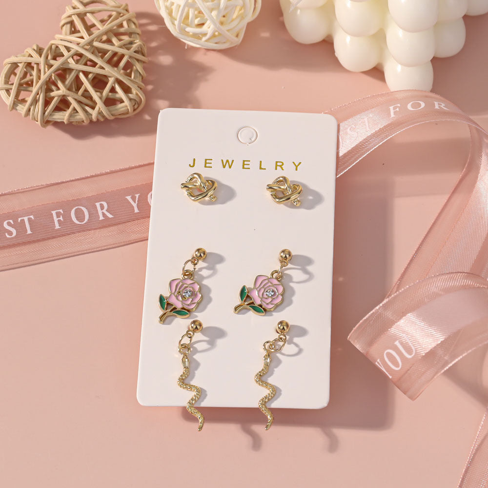 Wholesale Valentine' s Day Rose Red Lips Earring Set