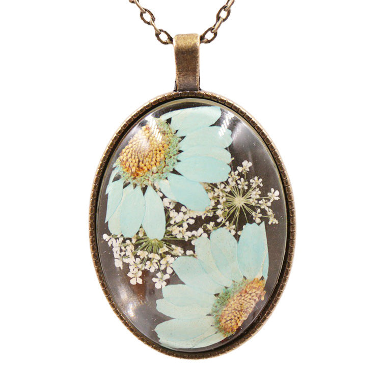 Wholesale 6pcs Time Gem Real Dried Flower Necklace