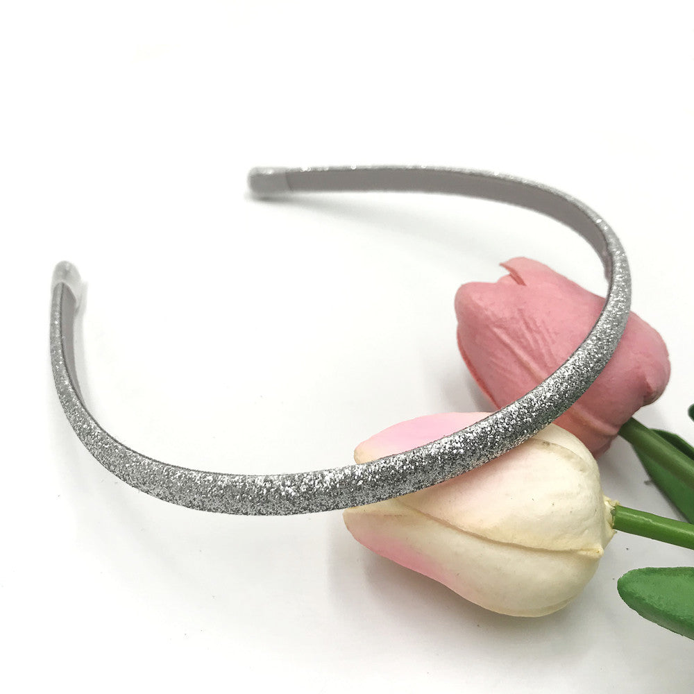 Wholesale Glitter powder retro temperament versatile transparent leather case 0.8cm headband