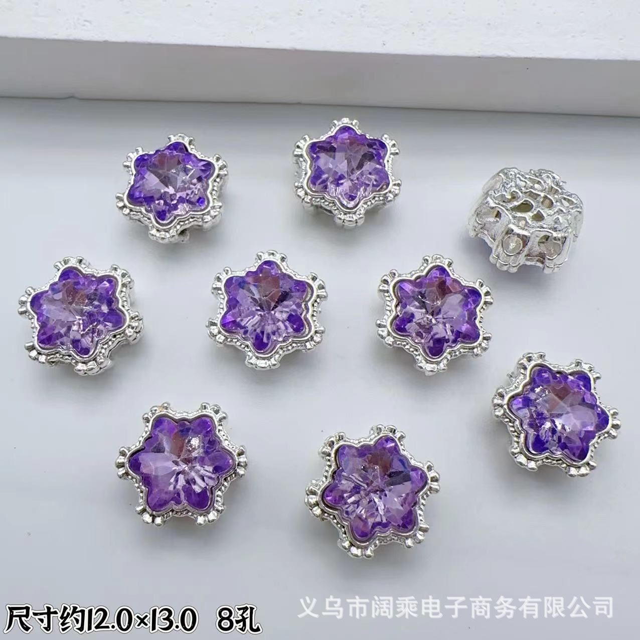 Wholesale 10pcs Multi-Color Eight-Hole Crystal Glass Snowflake Diamond Spacer Beads