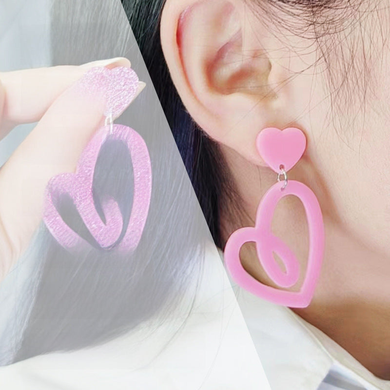 Wholesale Valentine's Day rose red heart earrings hollow earrings simple Korean earrings earrings