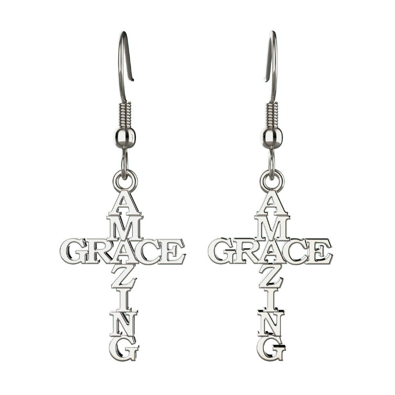 Wholesale stainless steel letter ear hook GRACE earrings