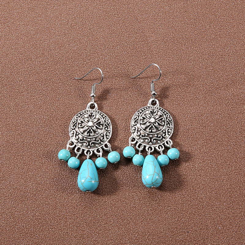 Wholesale Bohemian Tassel Turquoise Vintage Earrings