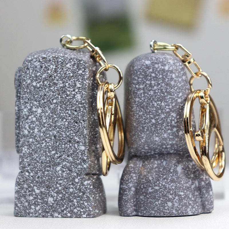 Wholesale Easter Moai Bag Charm Funny Keychain