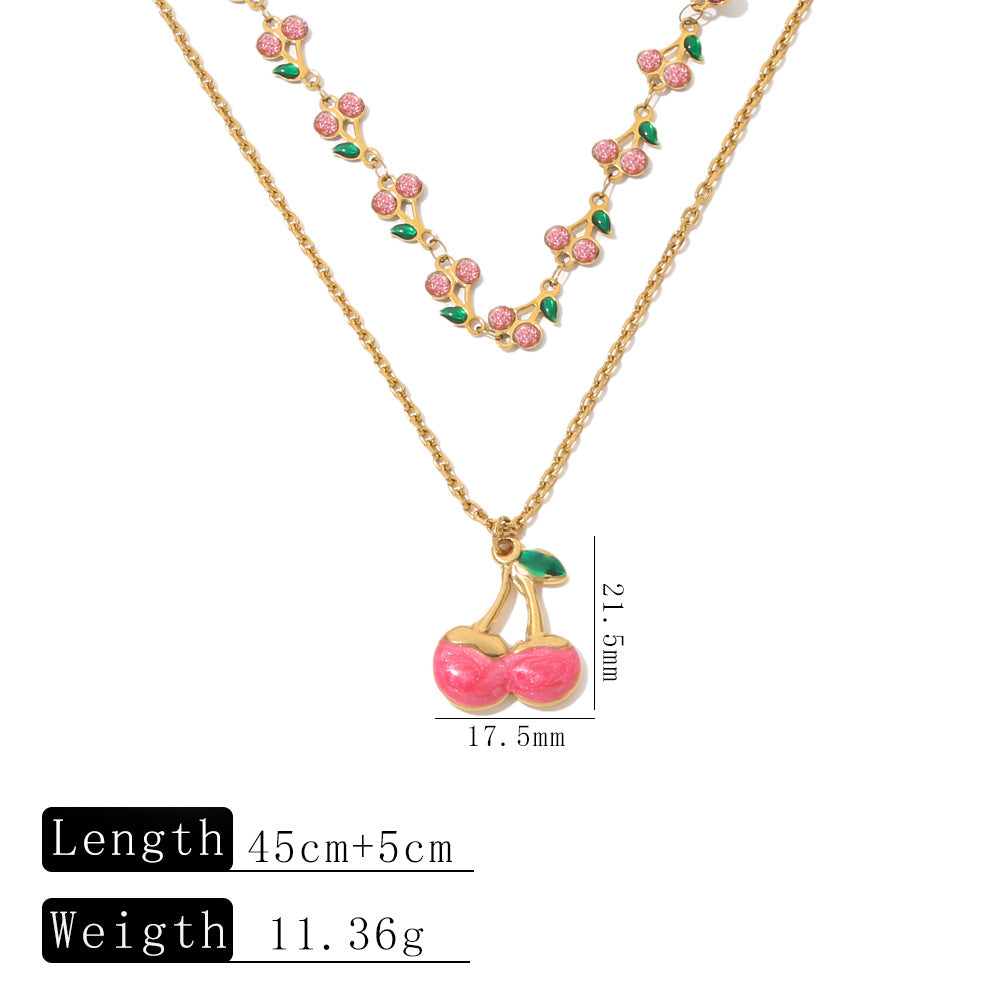 Wholesale Cherry Beaded Pearl Flower Pendant Necklace