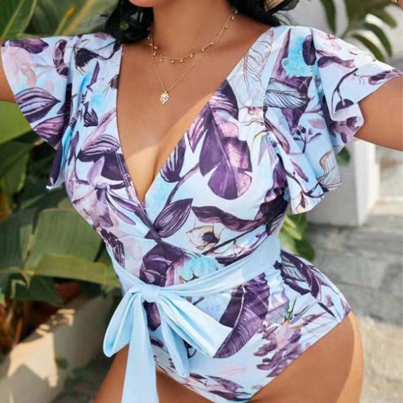 Wholesale Plus Size Printed Conservative One Piece Swimwear