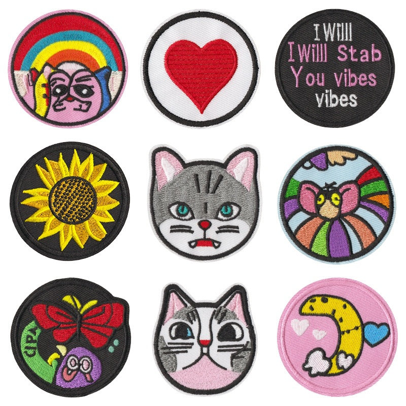 Wholesale Embroidered Cat Patch Set Of 9 Heat Melt Glue Chic DIY Clothing Accessory