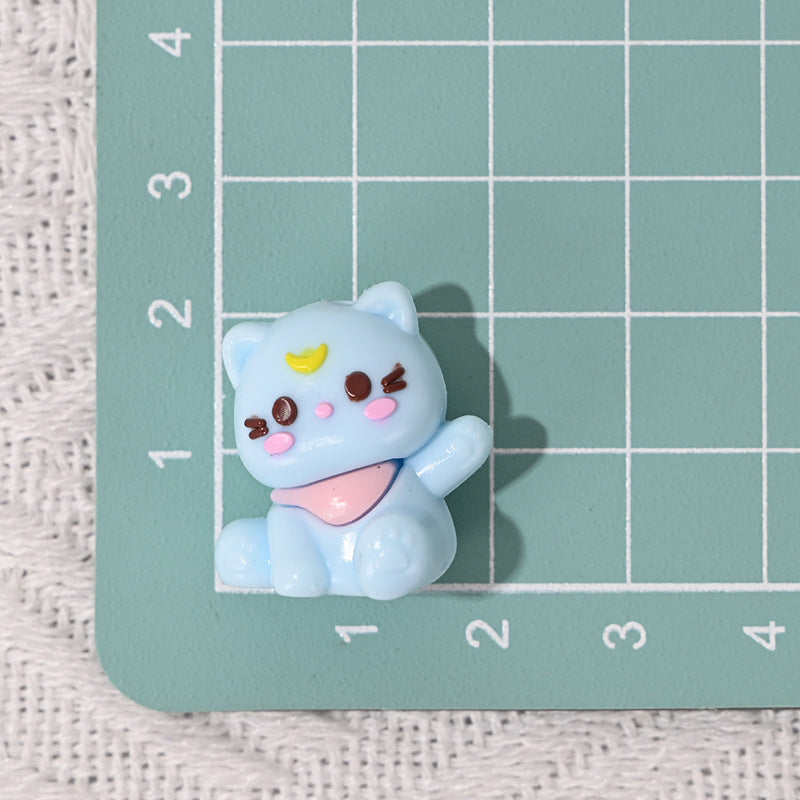 Wholesale 10pcs/pack  Colorful Cute Cat Rubber Beads 3D Focal Beads