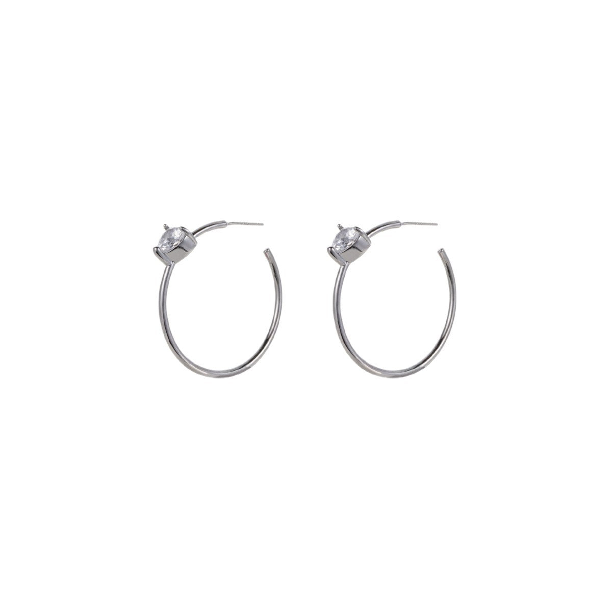 Wholesale Zircon single diamond plain hoop ear clip,  extremely thin C-shaped earrings