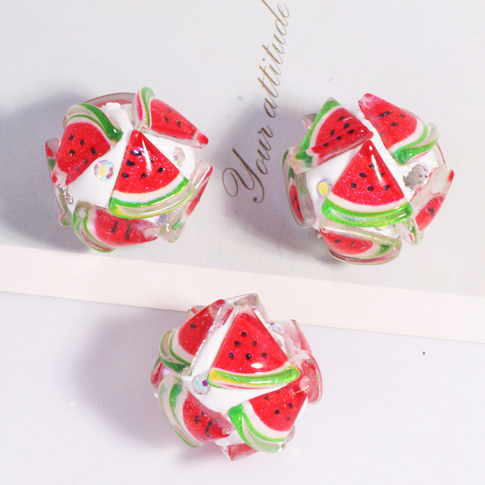 Wholesale 10pcs Polymer clay colored simulation fruit beads straight hole loose beads beaded DIY accessories