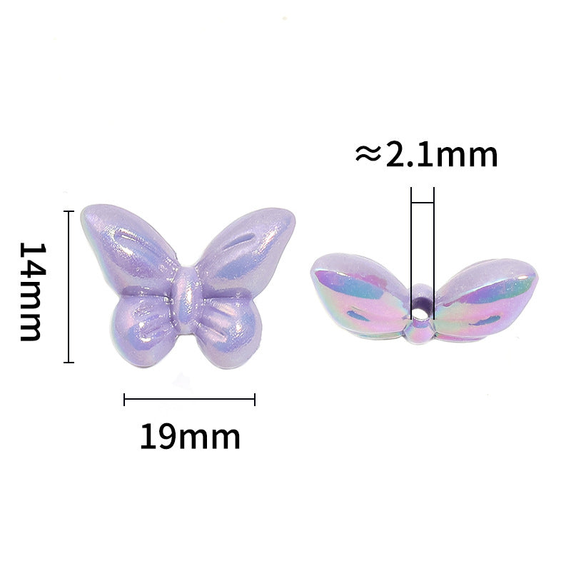 Wholesale 100pcs Macaron Color Three-dimensional Butterfly Acrylic Dynamic Wings Vertical Hole DIY Beads