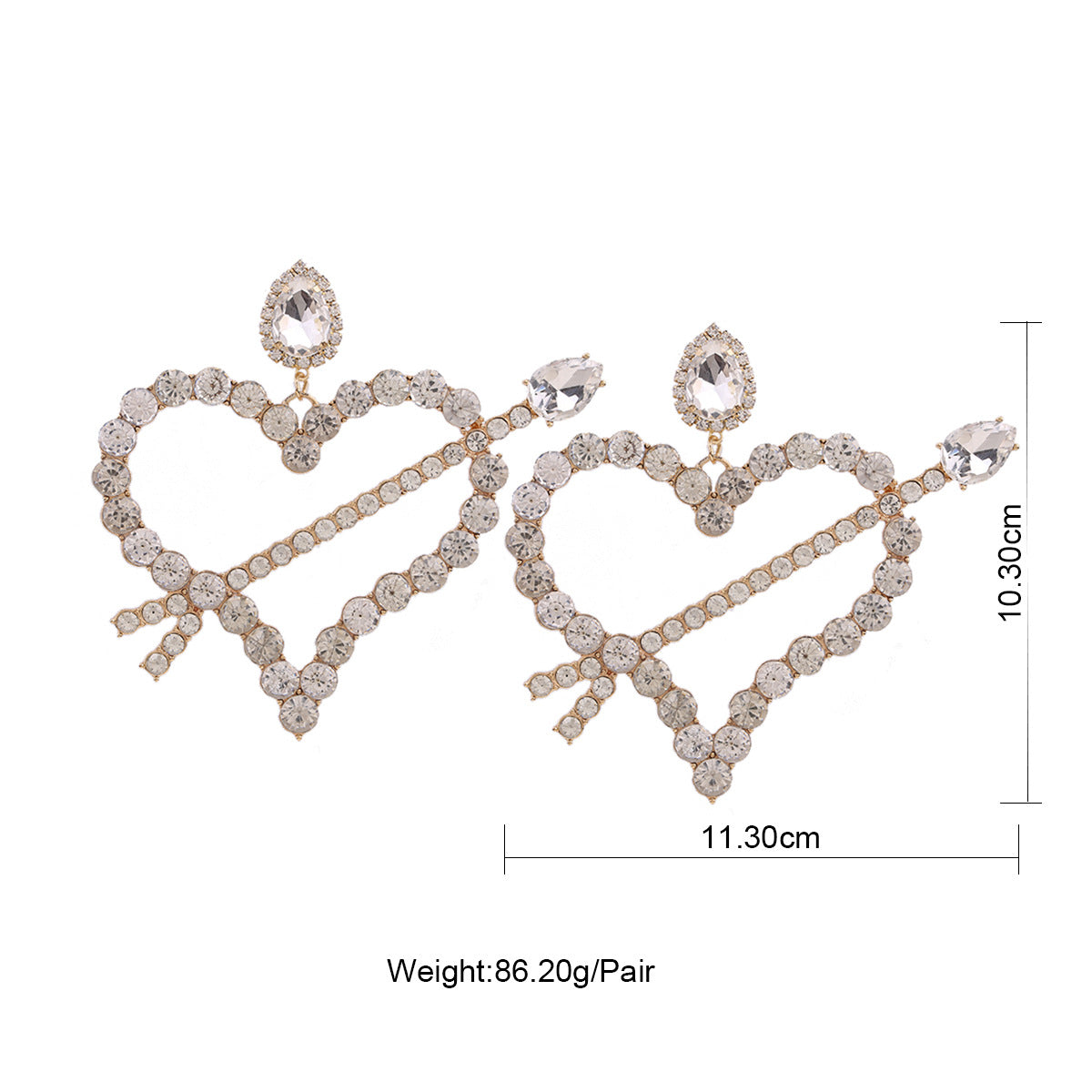 Wholesale Large Heart Pendant Earrings Exaggerated Valentine's Day Wedding Earrings Anniversary Earrings Fashion Jewelry