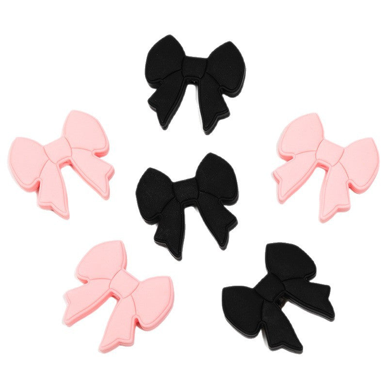 Wholesale 20pcs Bow Silicone Beads Fashionable Simple Rubber Beads