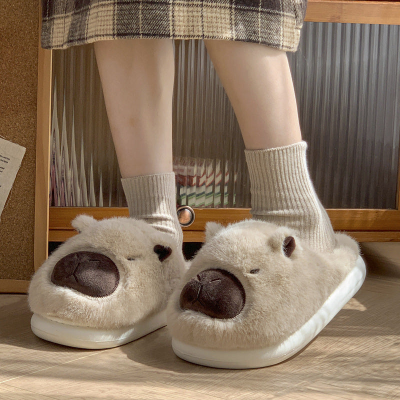 Wholesale Winter Indoor Home Thick Bottom Anti slip Warm Cute Hairy Cotton Winter Slippers