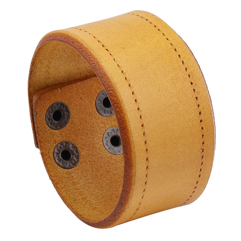 Wholesale Punk New Style Simple Punk Style Men's Head Layer Cowhide Bracelet