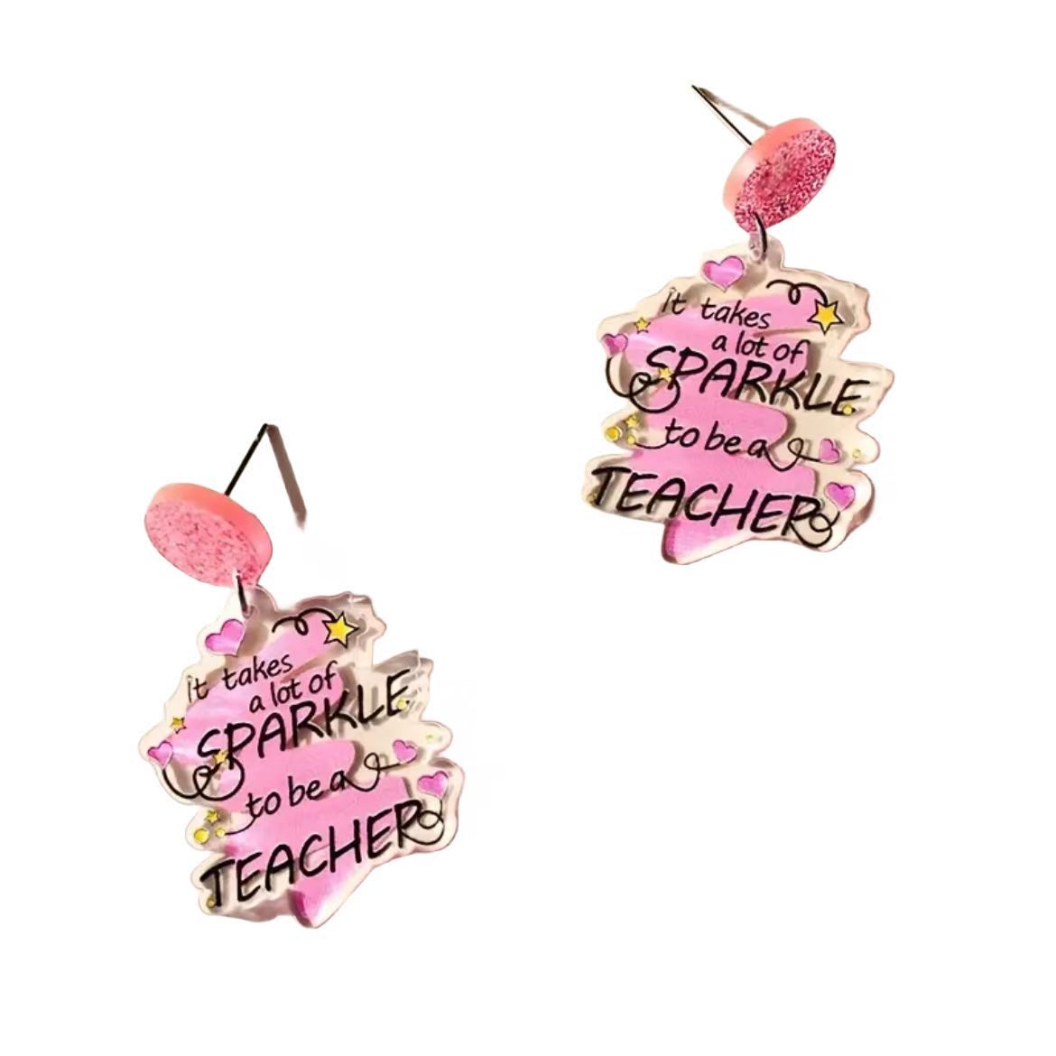 Wholesale Teacher's Day teach glitter acrylic earrings campus teacher earrings cute jewelry