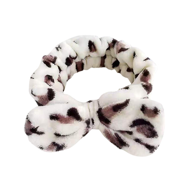Wholesale Leopard Bow Coral Fleece Headband
