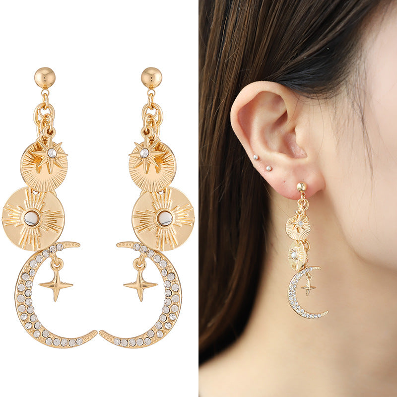 Wholesale Sun Moon Ancient Coins Starry Sky Magic earrings