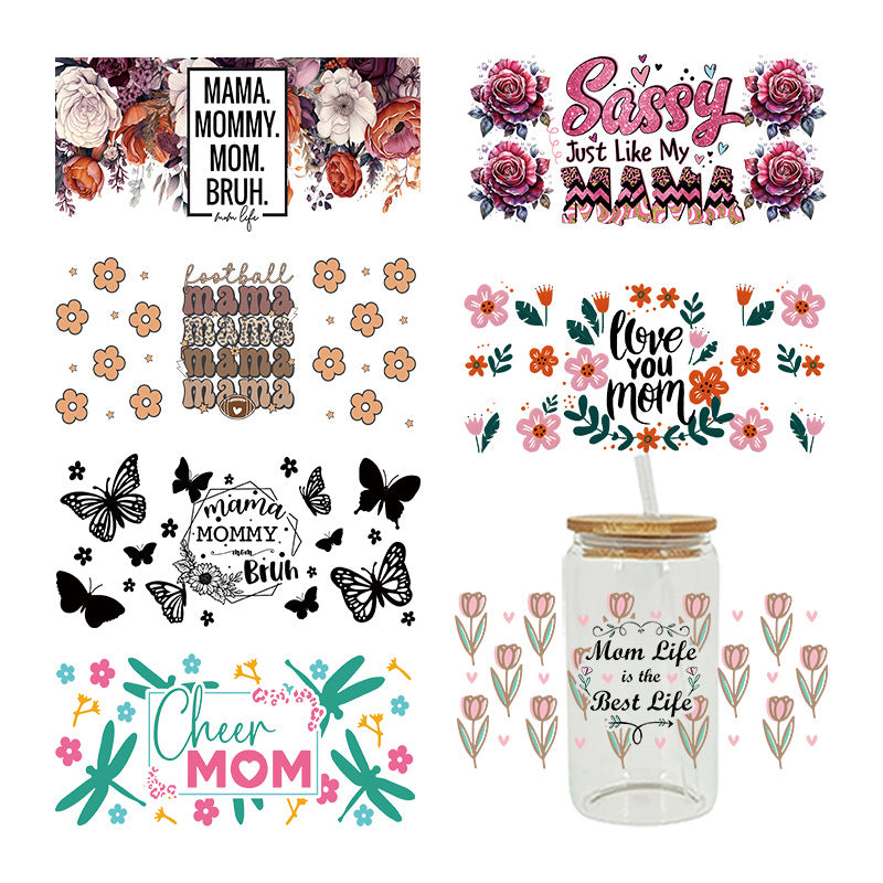 Wholesale Cartoon Cute Mother' s Day Family Theme 16oz Cup UV DTF Wraps