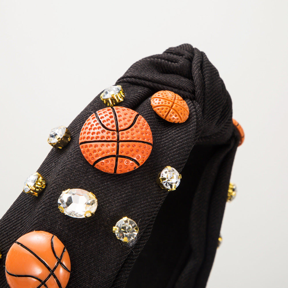 Wholesale Sports Style Basketball Football Baseball Fabric Diamond Headband