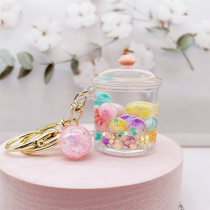 Botella de deriva acrílica al por mayor cuentas coloridas de botella y cadena de llave de botella