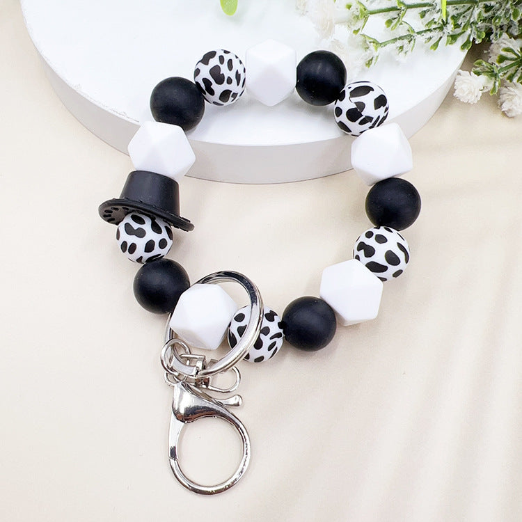 Wholesale Western Style Cowboy Hat Silicone Beaded Wrist Keychain