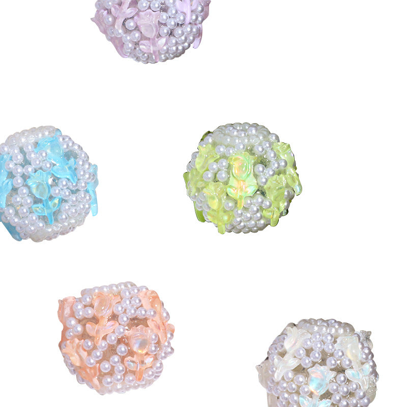 Wholesale 6pcs Rose Bouquet Polymer Clay Straight Hole Loose Beads DIY Accessories