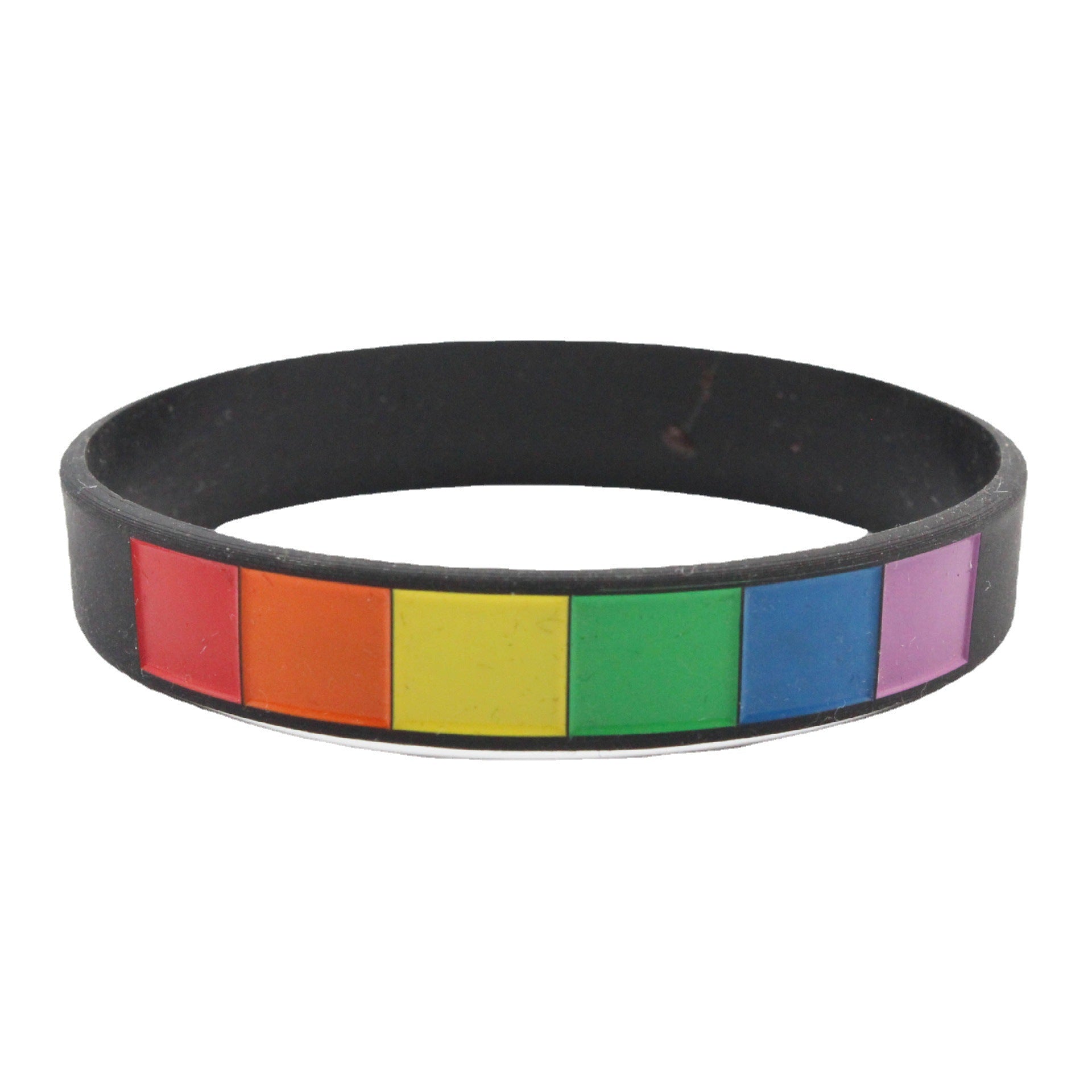 Wholesale Plaid Rainbow Couple Silicone Bracelet