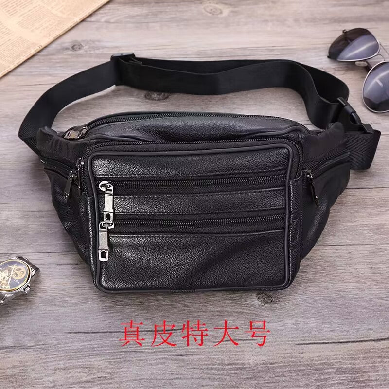 Wholesale Men's genuine leather waist bag multifunctional waterproof waist bag mobile phone bag