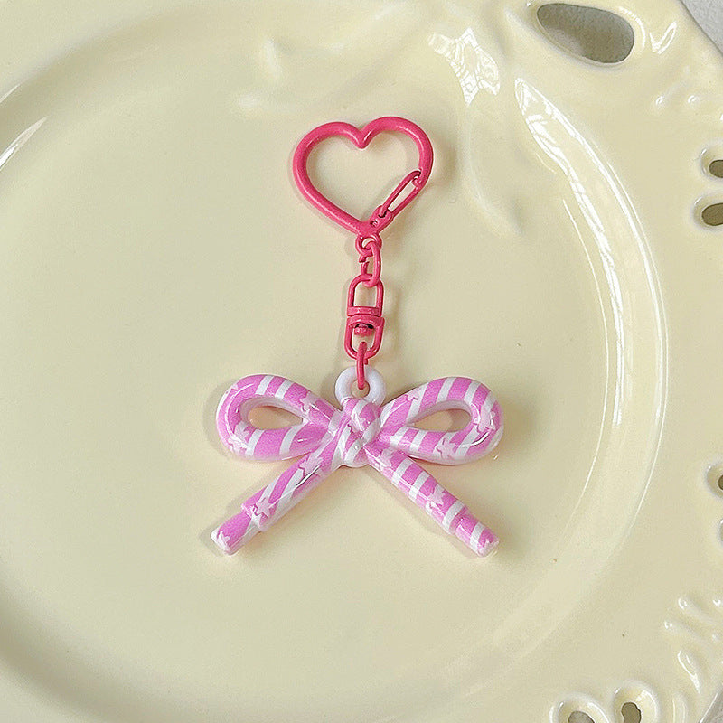 Wholesale Cute Double-Sided Printed Cut Out Bow Keychain