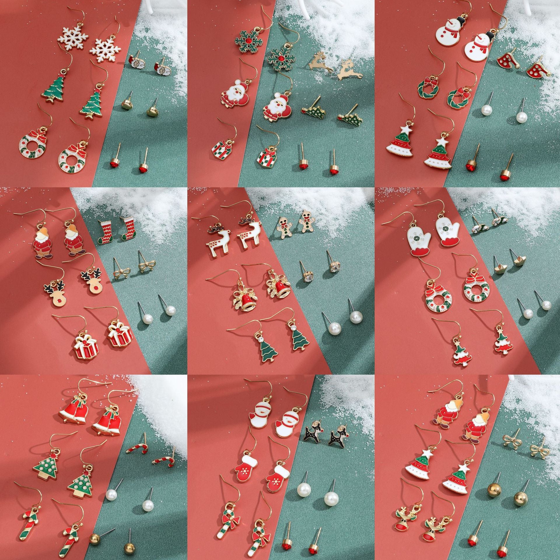 Wholesale Christmas Santa Claus Snowflake Bell Elk Alloy Earrings