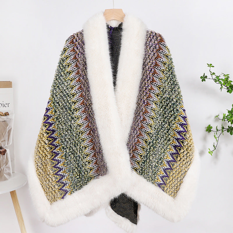 Wholesale Ethnic Style Loose Oversized Contrasting Irregular Cape Scarf